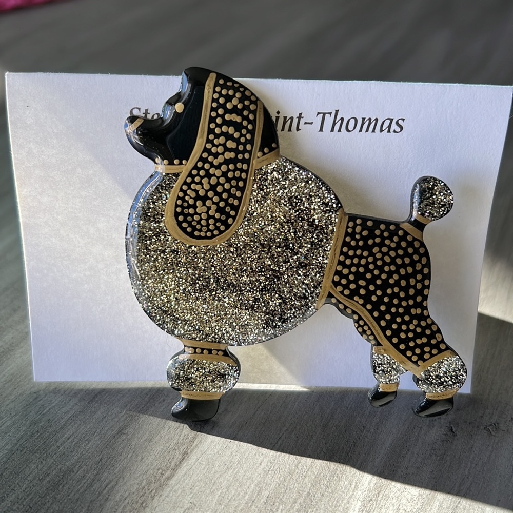 Hand Painted Standard Poodle Lacquer Art Pin